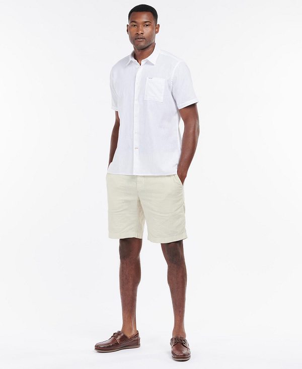 Barbour Nelson Regular Short-sleeved Shirt White | BABO87629