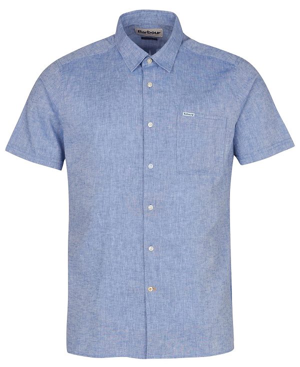 Barbour Nelson Regular Short-sleeved Shirt Blue | BABO87630