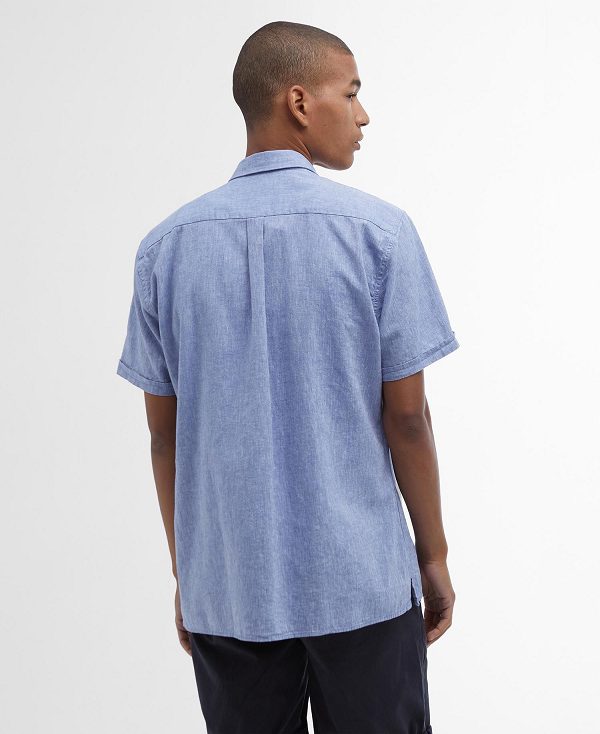 Barbour Nelson Regular Short-sleeved Shirt Blue | BABO87630