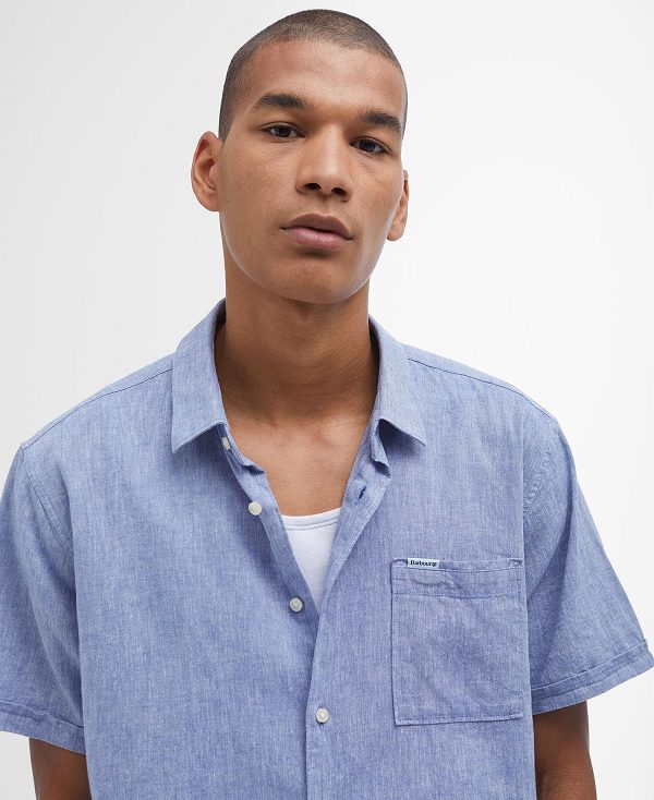 Barbour Nelson Regular Short-sleeved Shirt Blue | BABO87630