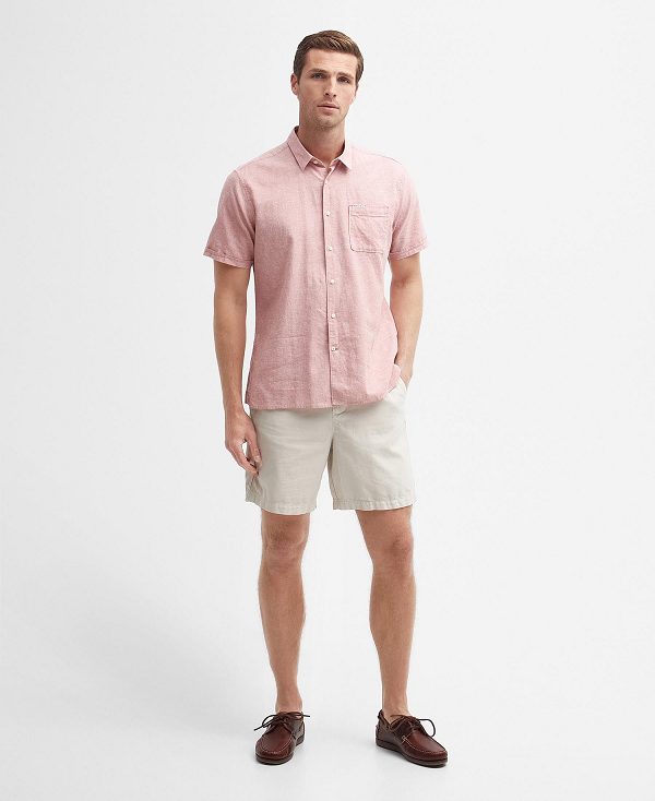 Barbour Nelson Regular Short-sleeved Shirt Pink Clay | BABO87736