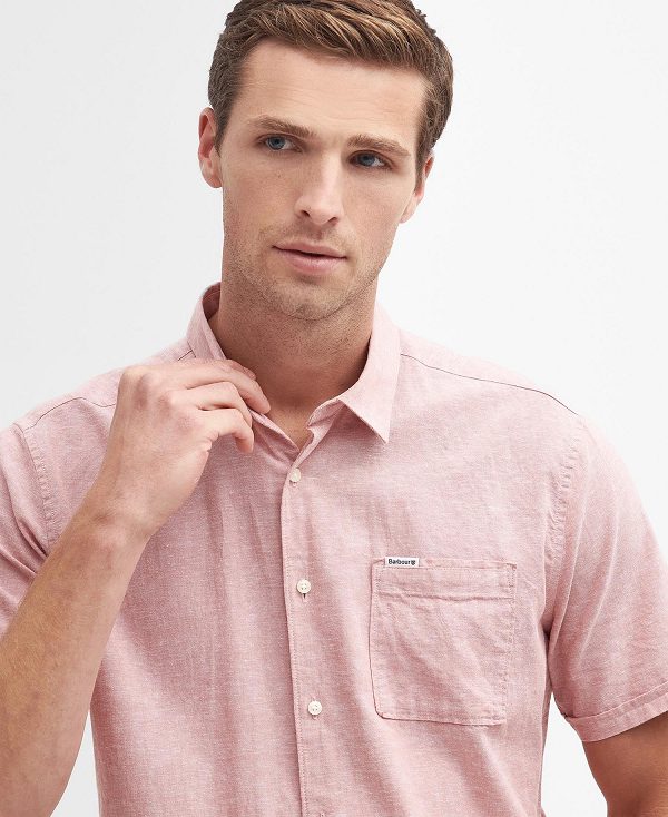 Barbour Nelson Regular Short-sleeved Shirt Pink Clay | BABO87736