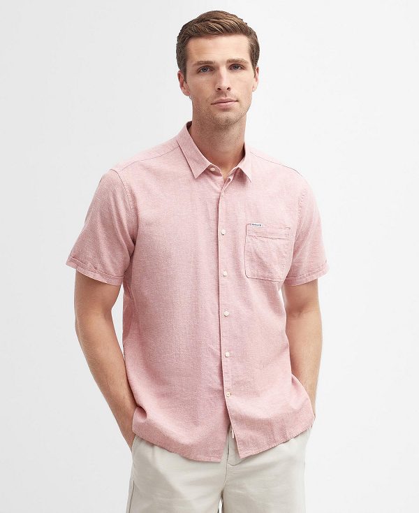 Barbour Nelson Regular Short-sleeved Shirt Pink Clay | BABO87736