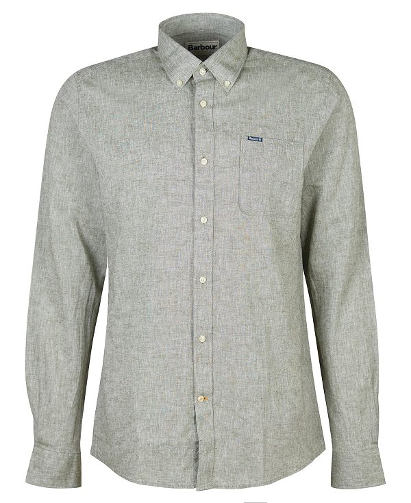 Barbour Nelson Tailored Long-sleeved Shirt Bleached Olive | BABO87632