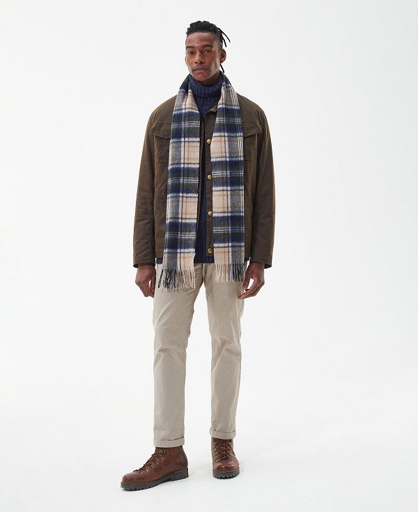 Barbour New Check Tartan Scarf Beige | BABO89080