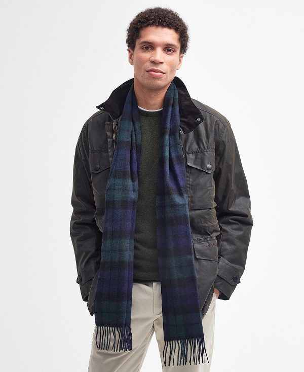 Barbour New Check Tartan Scarf Dk Mackenzie | BABO89089