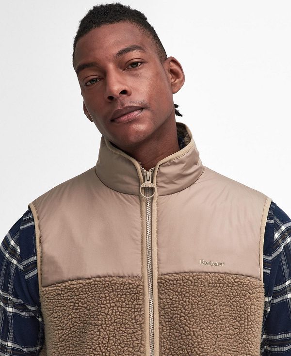 Barbour Newlan Fleece Gilet Beige | BABO88723