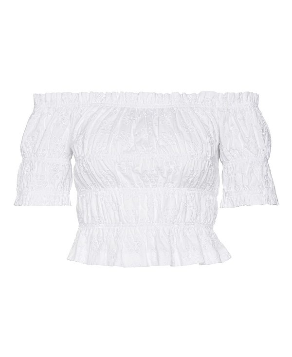 Barbour Nicola Off-the-shoulder Top Classic White | BABO89497