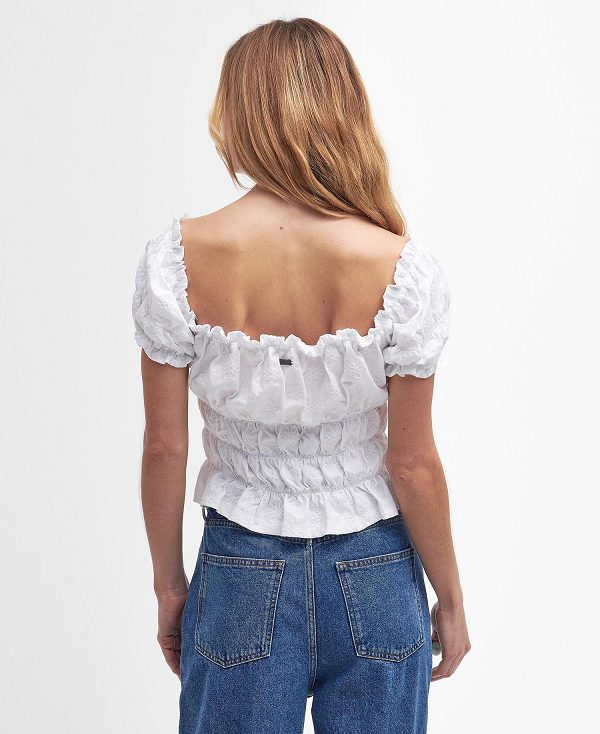 Barbour Nicola Off-the-shoulder Top Classic White | BABO89497