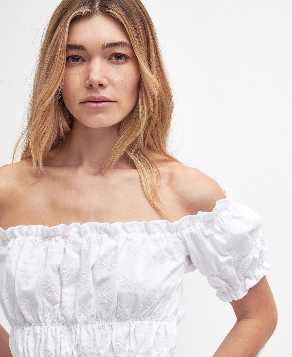 Barbour Nicola Off-the-shoulder Top Classic White | BABO89497