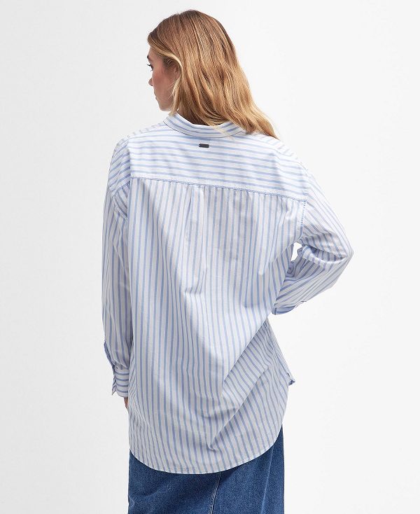 Barbour Nicola Striped Relaxed Long-sleeved Shirt White/Blue Stripe | BABO89494