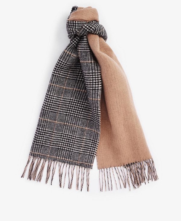 Barbour Noelle Reversible Check Scarf Camel | BABO90121