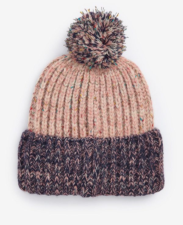 Barbour Norham Beanie Pink Rust/Navy | BABO90049