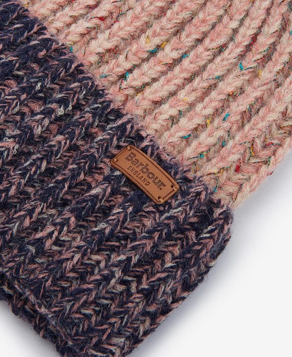 Barbour Norham Beanie Pink Rust/Navy | BABO90049