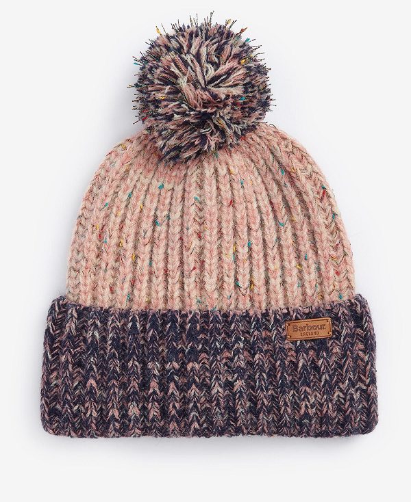 Barbour Norham Beanie Pink Rust/Navy | BABO90049