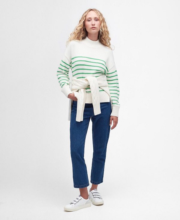 Barbour Oakfield Knitted Jumper Aran Stripe | BABO89675