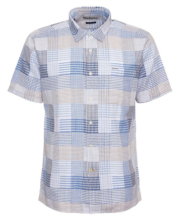 Barbour Oakshore Regular Short-sleeved Shirt Sky | BABO87760