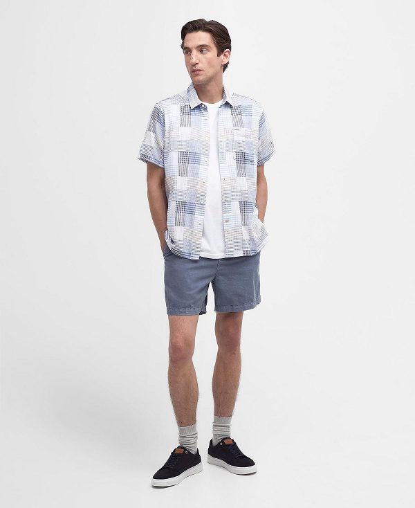 Barbour Oakshore Regular Short-sleeved Shirt Sky | BABO87760