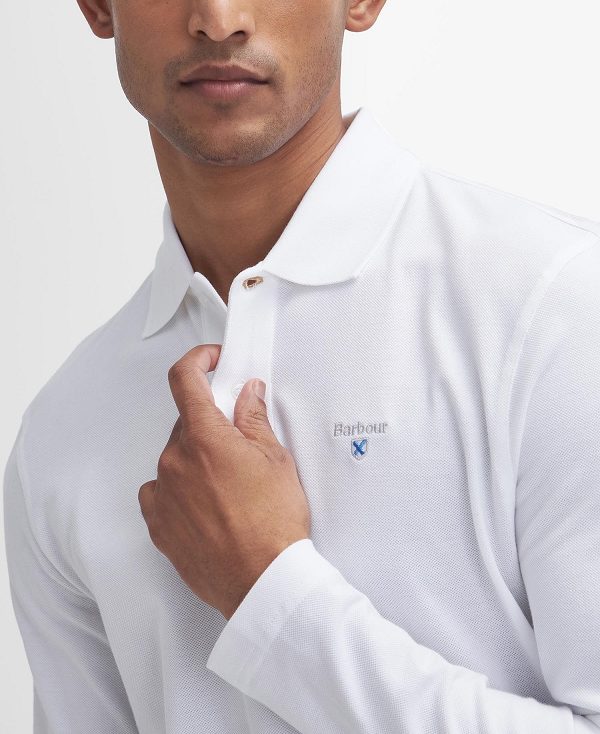 Barbour Original Sports Long-sleeved Polo Shirt White | BABO88220