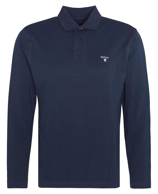 Barbour Original Sports Long-sleeved Polo Shirt Navy | BABO88221