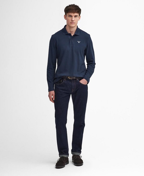 Barbour Original Sports Long-sleeved Polo Shirt Navy | BABO88221