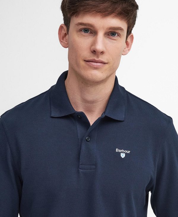 Barbour Original Sports Long-sleeved Polo Shirt Navy | BABO88221