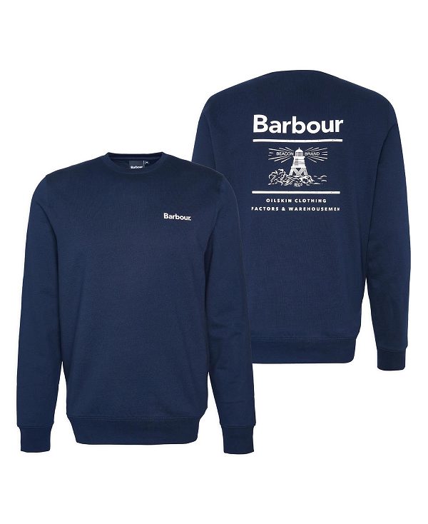 Barbour Ossett Graphic Sweatshirt Classic Navy | BABO88472