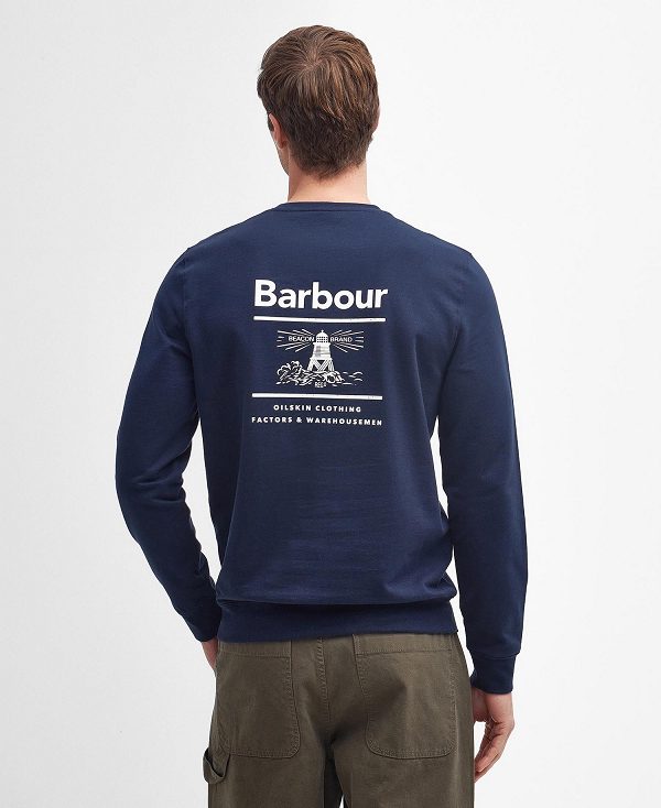 Barbour Ossett Graphic Sweatshirt Classic Navy | BABO88472