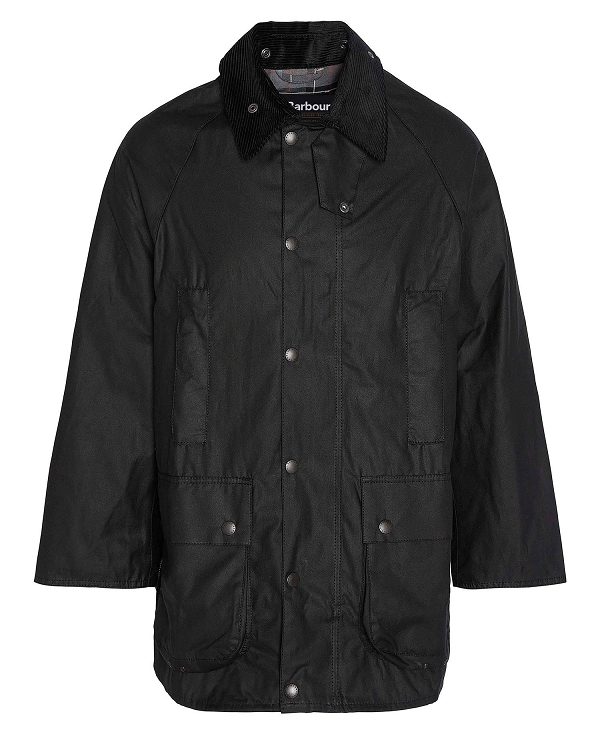 Barbour Oversized Beaufort Waxed Jacket Classic Black | BABO87278