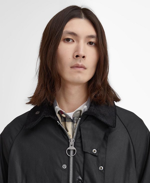 Barbour Oversized Beaufort Waxed Jacket Classic Black | BABO87278