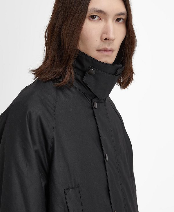 Barbour Oversized Beaufort Waxed Jacket Classic Black | BABO87278