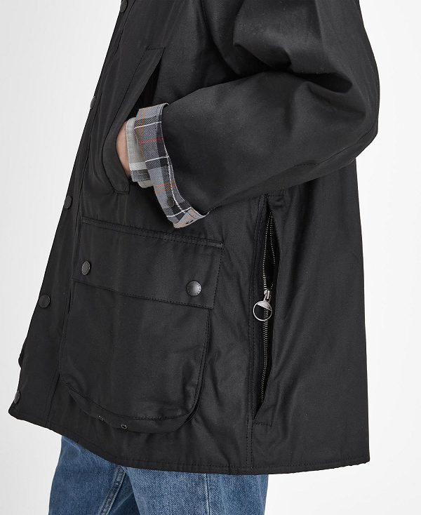 Barbour Oversized Beaufort Waxed Jacket Classic Black | BABO87278