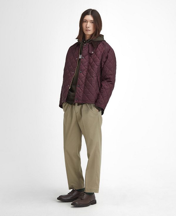 Barbour Oversized Transport Quilted Jacket Bordeaux | BABO87383