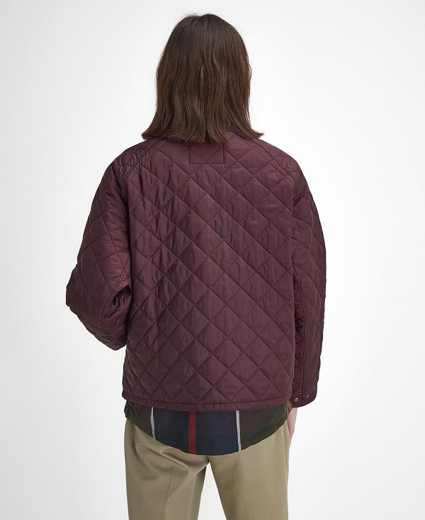 Barbour Oversized Transport Quilted Jacket Bordeaux | BABO87383