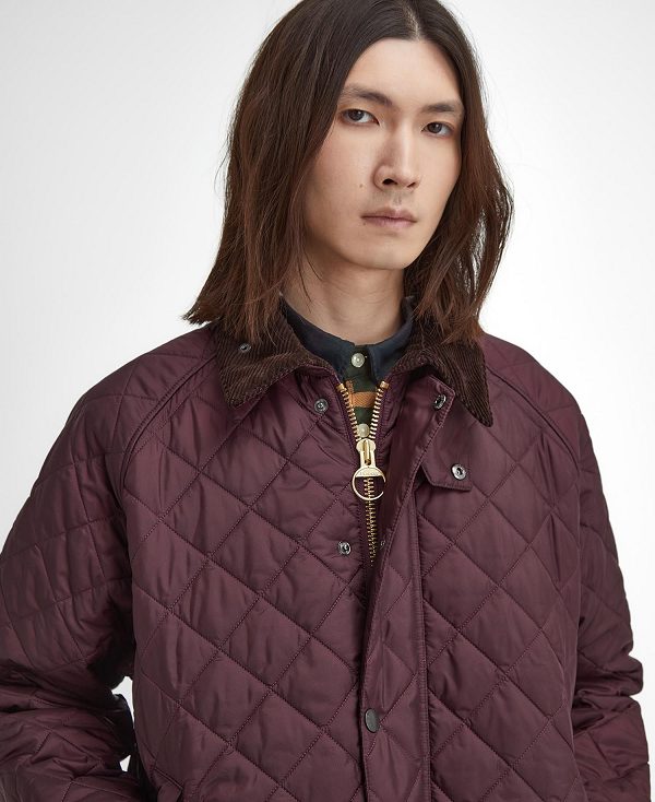 Barbour Oversized Transport Quilted Jacket Bordeaux | BABO87383