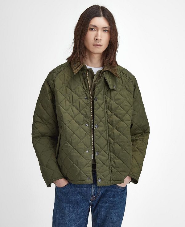 Barbour Oversized Transport Quilted Jacket Olive | BABO87386