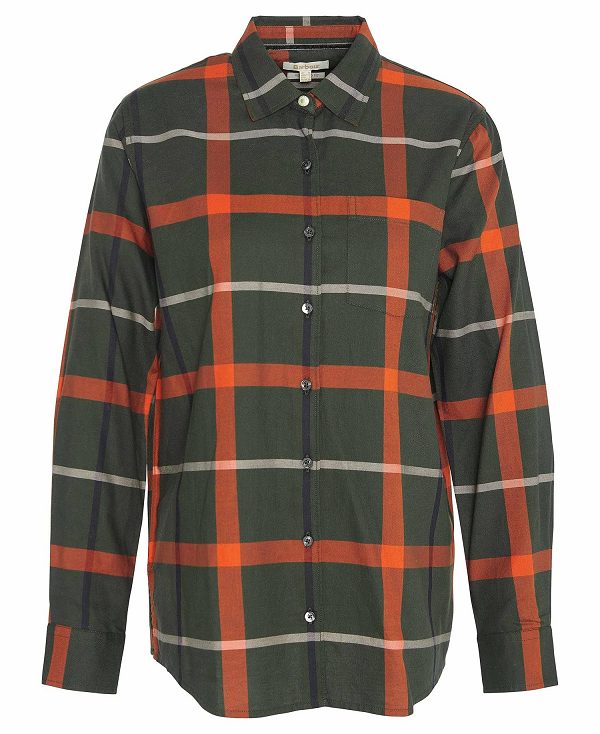 Barbour Oxer Relaxed Long-sleeved Shirt Olive Check | BABO89526