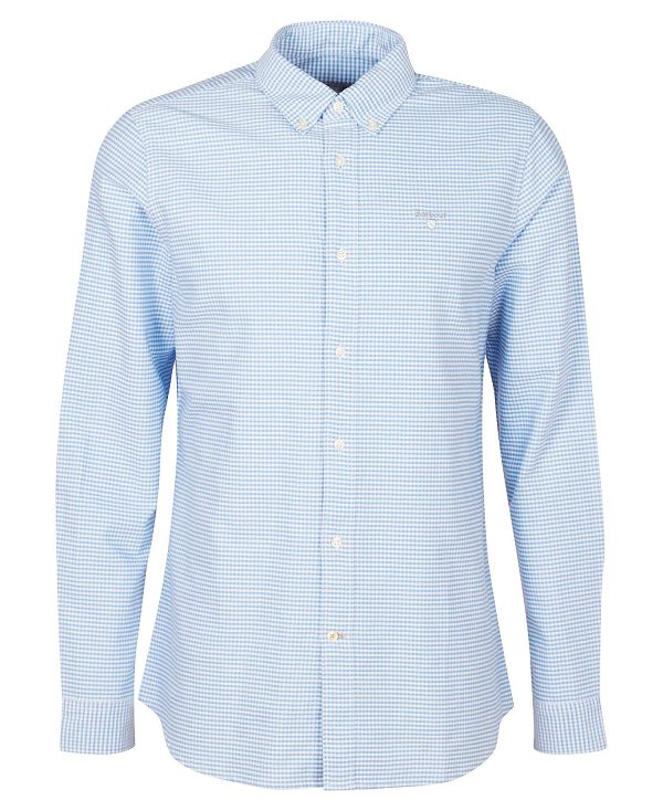 Barbour Oxford Tailored Long-sleeved Gingham Shirt Sky Blue | BABO87612