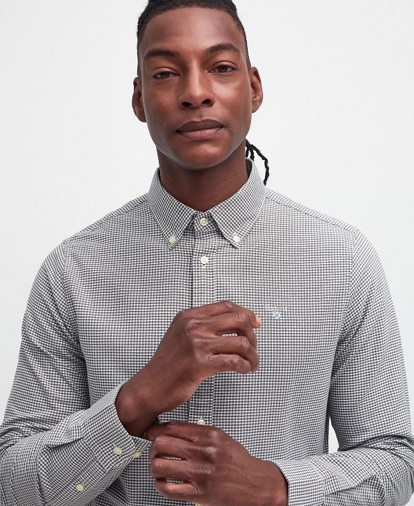 Barbour Oxford Tailored Long-sleeved Gingham Shirt Dusty Green | BABO87713