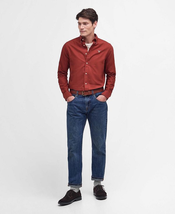 Barbour Oxford Tailored Long-sleeved Shirt Red | BABO87668