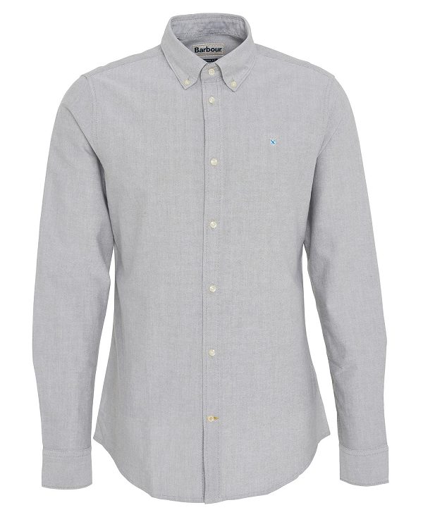 Barbour Oxford Tailored Long-sleeved Shirt Pale Sage | BABO87698