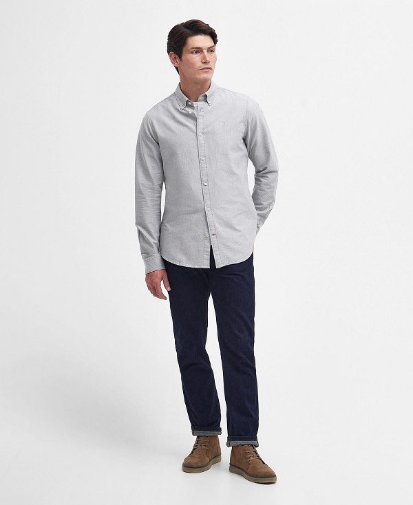 Barbour Oxford Tailored Long-sleeved Shirt Pale Sage | BABO87698