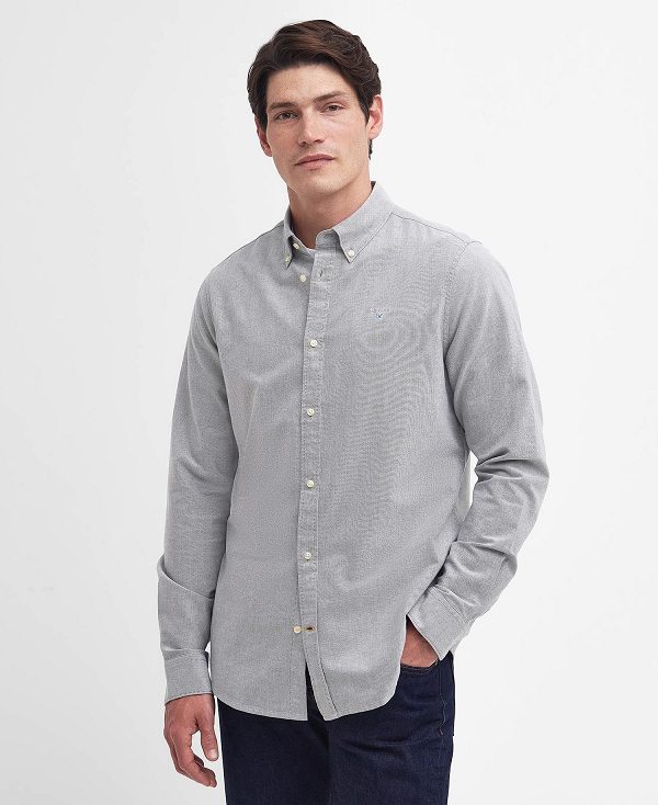 Barbour Oxford Tailored Long-sleeved Shirt Pale Sage | BABO87698