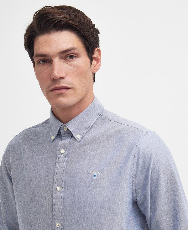 Barbour Oxford Tailored Long-sleeved Shirt Dark Denim | BABO87699