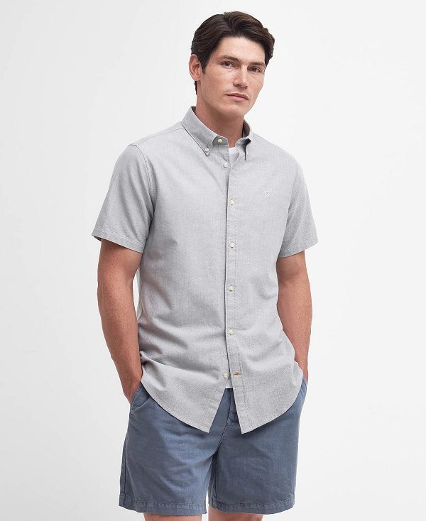 Barbour Oxford Tailored Short Sleeve Shirt Pale Sage | BABO87714