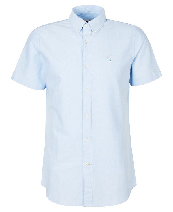 Barbour Oxford Tailored Short-sleeved Shirt Sky | BABO87653