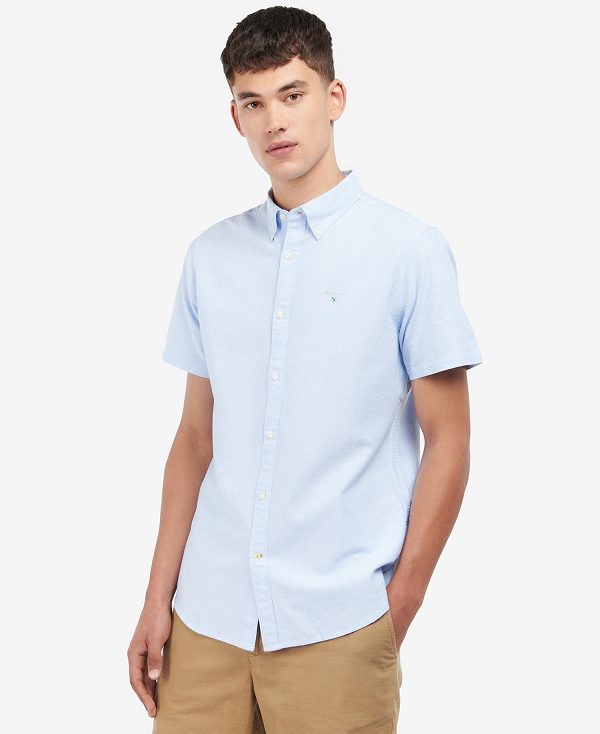 Barbour Oxford Tailored Short-sleeved Shirt Sky | BABO87653