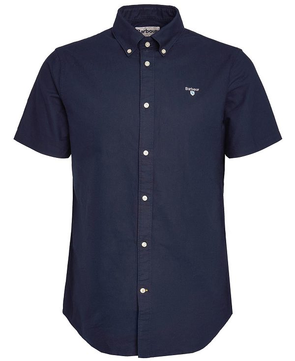 Barbour Oxford Tailored Short-sleeved Shirt Navy | BABO87656