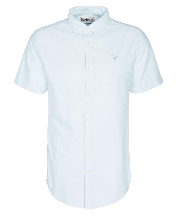 Barbour Oxford Tailored Short-sleeved Shirt Sky | BABO87774