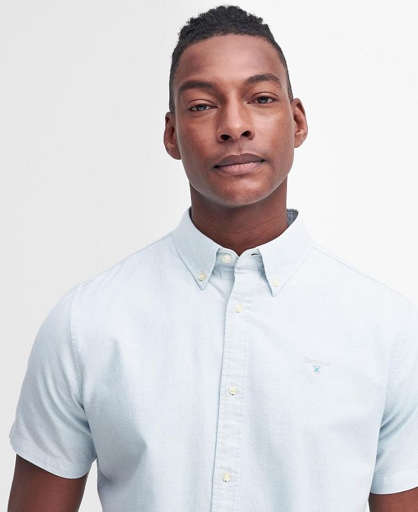 Barbour Oxford Tailored Short-sleeved Shirt Sky | BABO87774